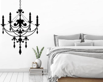 Chandelier Wall Decal, Chandelier Sticker Vinyl Wall decal, Fancy Wall Decor, Decorative decal For Living room, Elegant Wall Sticker 472ES