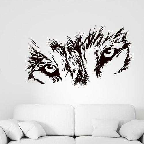 Wolf Crescent Moon Wall Art Sticker Howling Wolf Vinyl Decal - Etsy