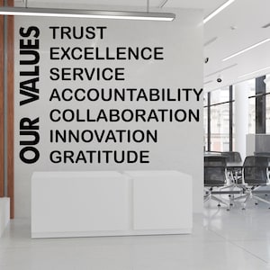 Our Values Core Values Office Wall Art, Motivational Inspiring Wall Art Wall Decal Wall Sticker Work Office Decor, Office Wall Decor 1361ES