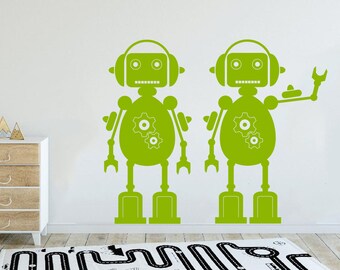 Robot wall decals, Sticker Robot Decor, Wall decals for kids robot, Playroom wall decals, Wall sticker for kids, Nursery Wall stickers 827ES