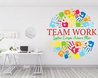 Teamwork Office Wall Decal, Motivation Teamwork Success Idea Wall Decal, Business Wall Decal Decor, Office wall vinyl stickers decals 997ES