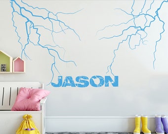 Personalized Lightning strike wall Decals Lightning bolt wall decals Sticker Nature storm wall vinyl decals Thunder Bolt mural decor 289ES