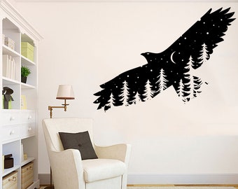 Adler Wand Aufkleber Adler Vogel Aufkleber Wand Kunst Vögel der Beute Wand Vinyl Wald Baum fliegenadler Dekoration Wild Life patriotischen Dekor 793ES