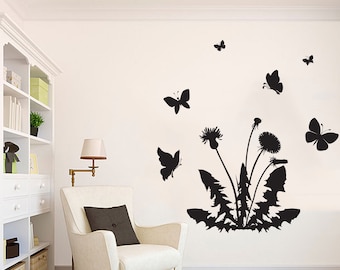 Dandelion with butterflies wall art decor Decoration wall decal stickers interior design home decor Living room kids son mom dad gifts 348ES