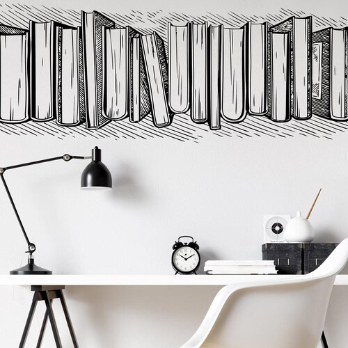 Books Vinyl Wall Art Decal for Home Library Wall Decal Etsy