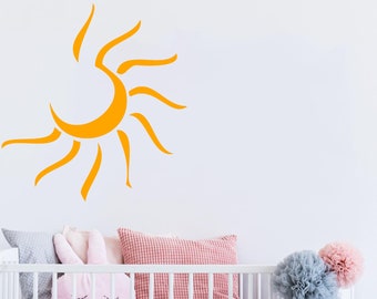 Sun Wall Decal, Vinyl sunset decals, Sunshine wall decal, Half Sun decal, Boho Sun Nursery Decor, Sunrise nursery decal Sunshine decor 800ES