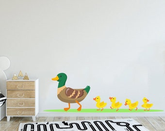 Duck Wall Decal, Family of Ducks Wall Vinyl Decal Sticker, Ducklings Decal Sticker, Bird Wall Sticker, Duck Family, Duck Nursery Decor 924ES