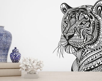 Floral Lioness wall decal Lion Wall Art Stickers Animals Wall vinyl Lioness wall Sticker Home Decor Bedroom Nursery Wild Cat Murals 359ES