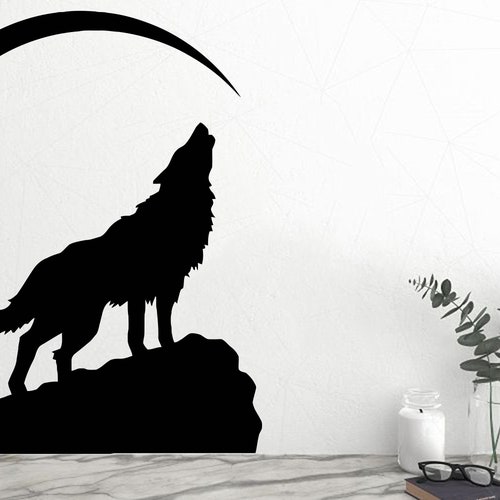 Howling Wolf on Nature Wall Art Decor Sticker Wolf Wall Decal - Etsy