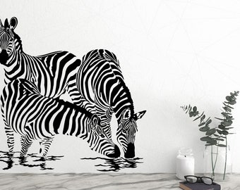 Zebra Wall Decor Zebra Wall Decals African Animal Safari Decal Zebra Kids room Wall Decor Nursery Vinyl Zebra Sticker Zoo Wall Decals 378ES