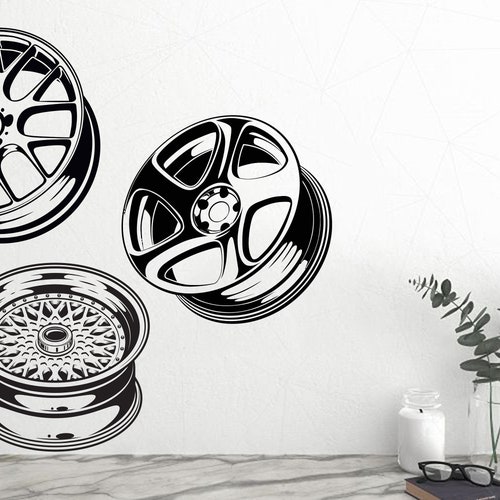 Rims Wall Decals Rim Shop Wall Vinyl Car Rims Stickers Art Etsy