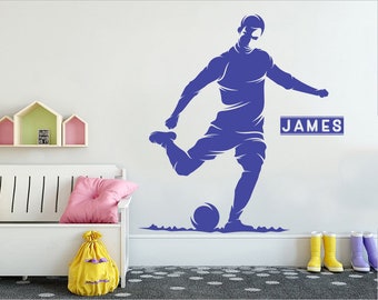 Custom name Soccer Player Wall Decal,soccer wall decor, sports decal, kids room wall art, football wall decal, futbol, sports decal 212ES