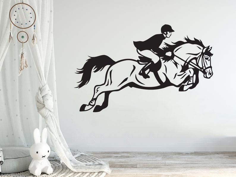 Horse Riding Vinyl Decal Sticker Horse Rider Wall Decals Horse Etsy