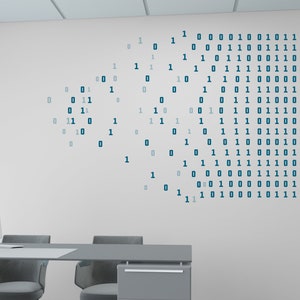 Binary Code Wall Decal, Technology Vinyl Wall Art Decals, Gamer Room ...