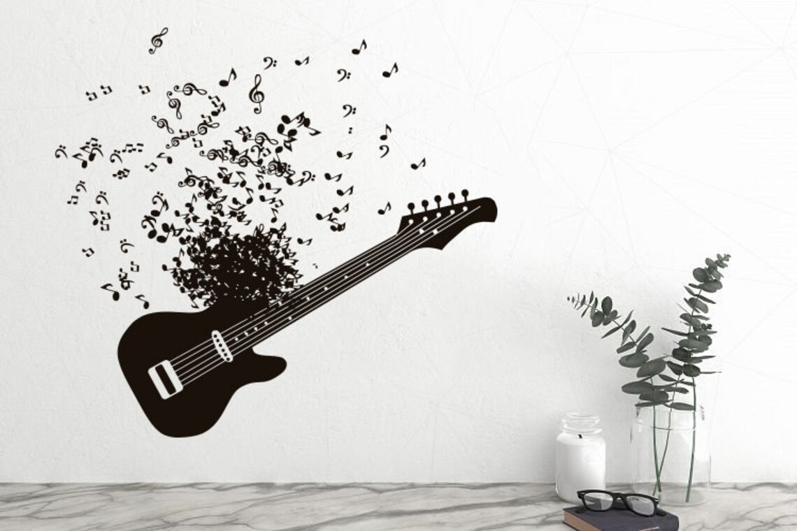 Guitar Wall Decal Guitar Stickers Music Gifts Wall Art Music Etsy