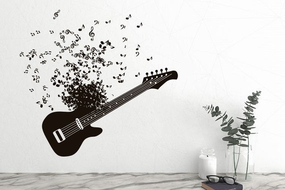 Guitar Rock Music Inspiration Wall Vinyl Decal Art Sticker Room Decor TK497