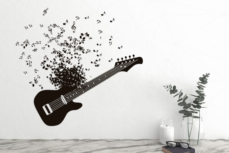 Guitar Wall Decal Guitar Stickers Music Gifts Wall Art Music Etsy