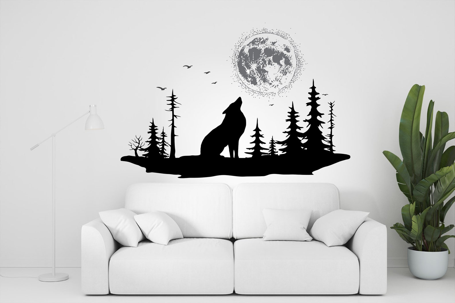Howling Wolf on Nature Wall Art Decor Sticker Wolf Wall Decal Etsy