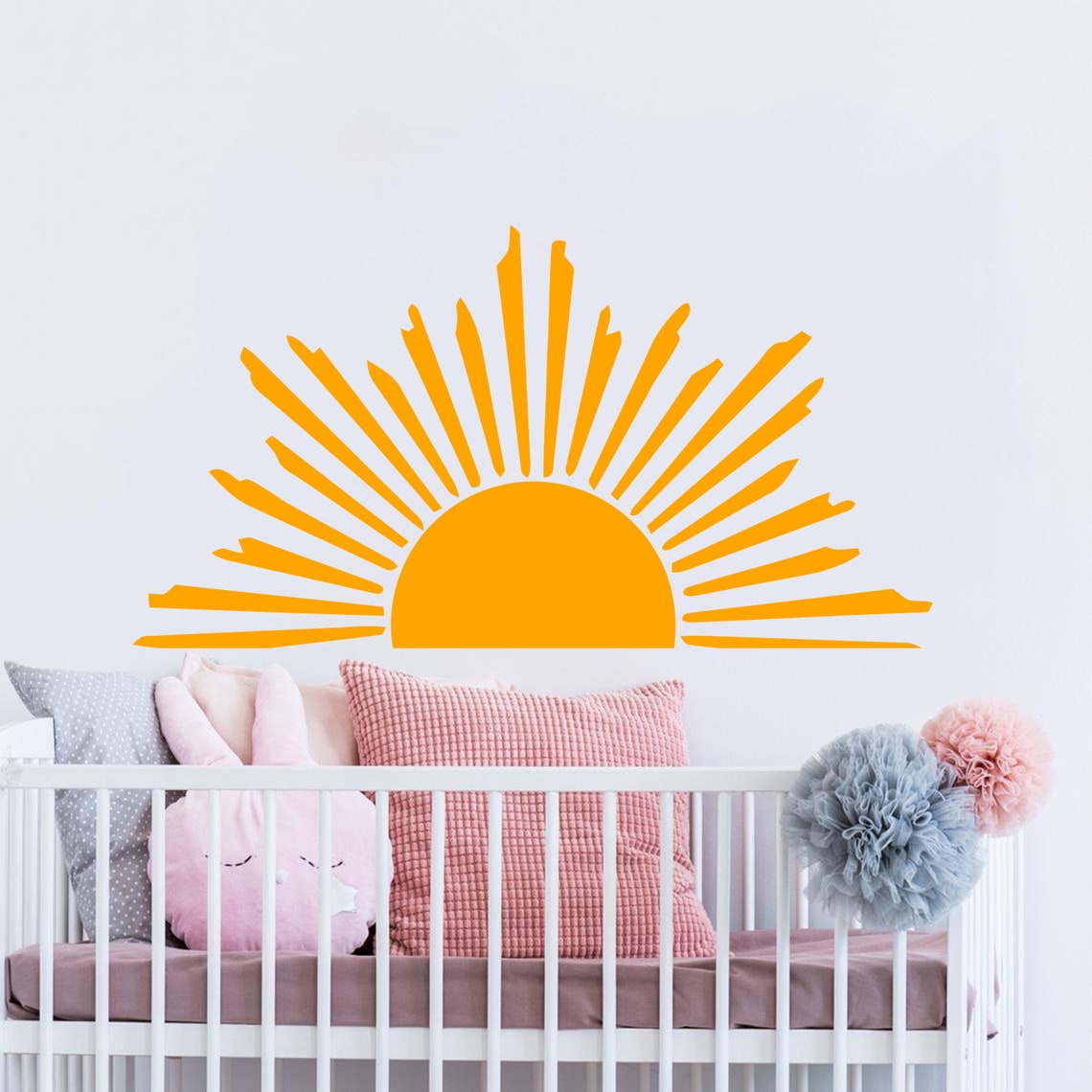 Sun Wall Decal Vinyl Sunset Decals Sunshine Wall Decal Half Etsy