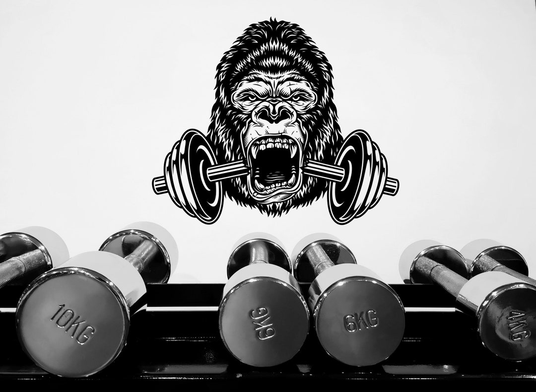 Gym Wall Decal Custom Fitness Decor Workout Art Vinyl Gorilla Gym Quote Stickers Bedroom Gym