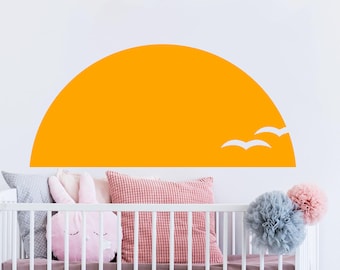 Sun Wall Decal, Sunshine wall decal, Half Sun decal, Boho Sun Nursery Decor, Vinyl sunset decals, Sunrise nursery decal Sunshine decor 796ES