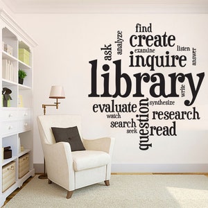 Library Vinyl Wall Art Decals, Library Wall Decal, Education Decals, Kids Room, Reading room, Nurseries, School, Kids Gifts, Dorm Room 490ES