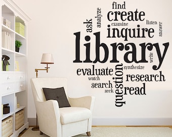 Library Vinyl Wall Art Decals, Library Wall Decal, Education Decals, Kids Room, Reading room, Nurseries, School, Kids Gifts, Dorm Room 490ES