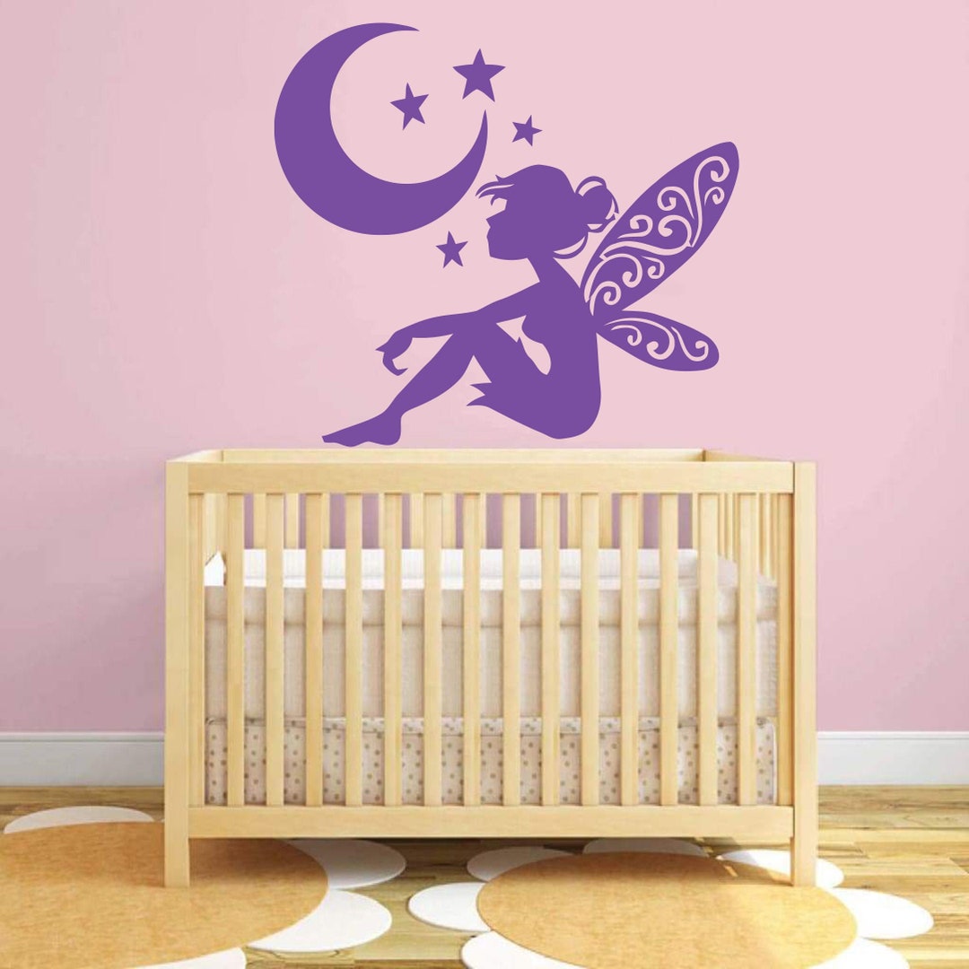 Fairy Wall Decals Fairy Crescent Moon With Stars Wall Decal Etsy