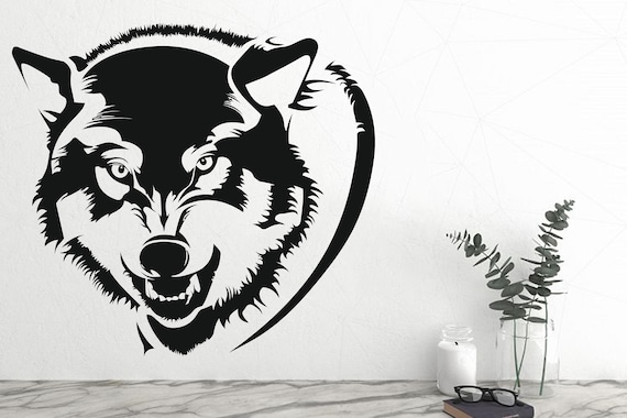 Wolf Face Wall Decals Angry Wolf Vinyl Decal Stickers Wolf | Etsy