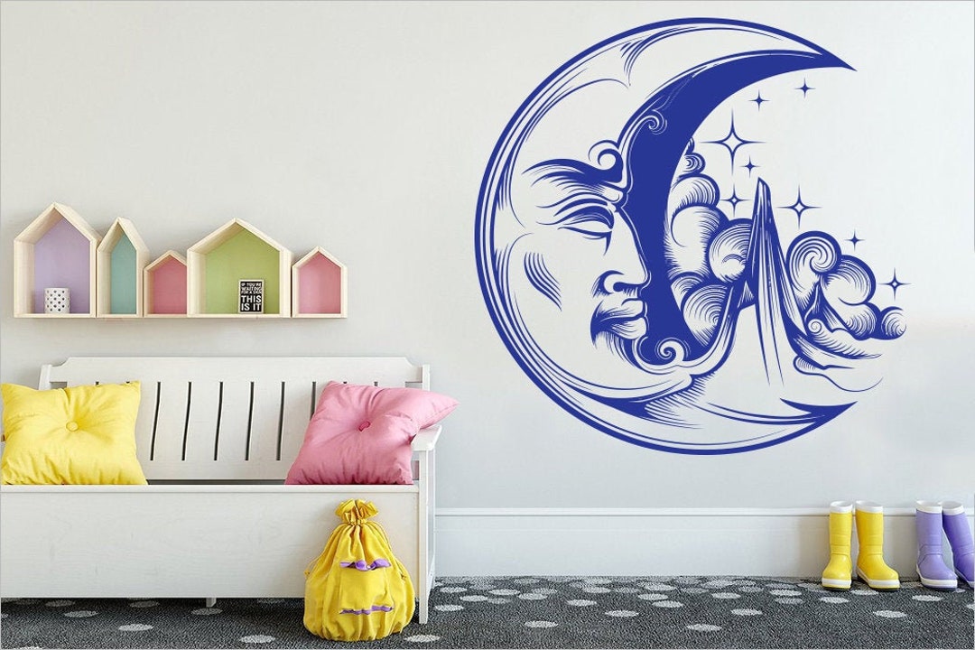 Kids Room Decoration Crescent Moon Wall Decal Stickers Wall Art Decor ...