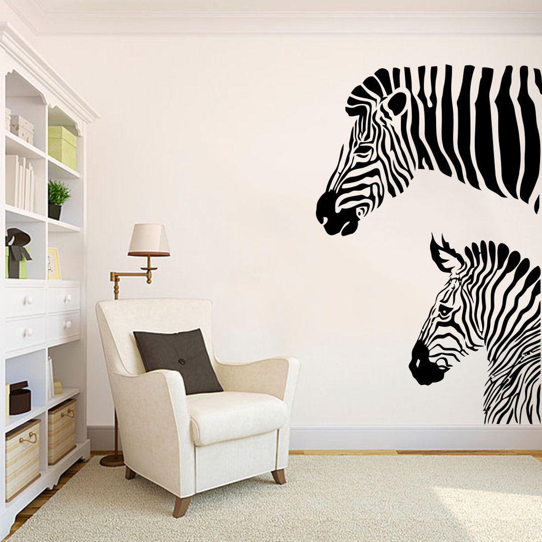 Zebra Wall Decals Zebra Wall Sticker African Animal Safari Decal Zebra Nursery Wall Decor