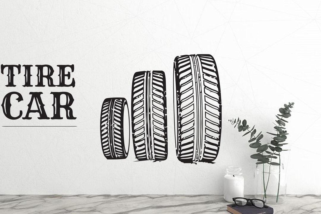 Tire Car Decals Wheels Wall Decal Tires Wall Vinyl Sticker Garage Wall ...