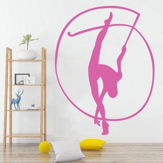Gymnast Gymnastics Rings Boy Custom Name Wall Personalized Vinyl Sticker Decor 