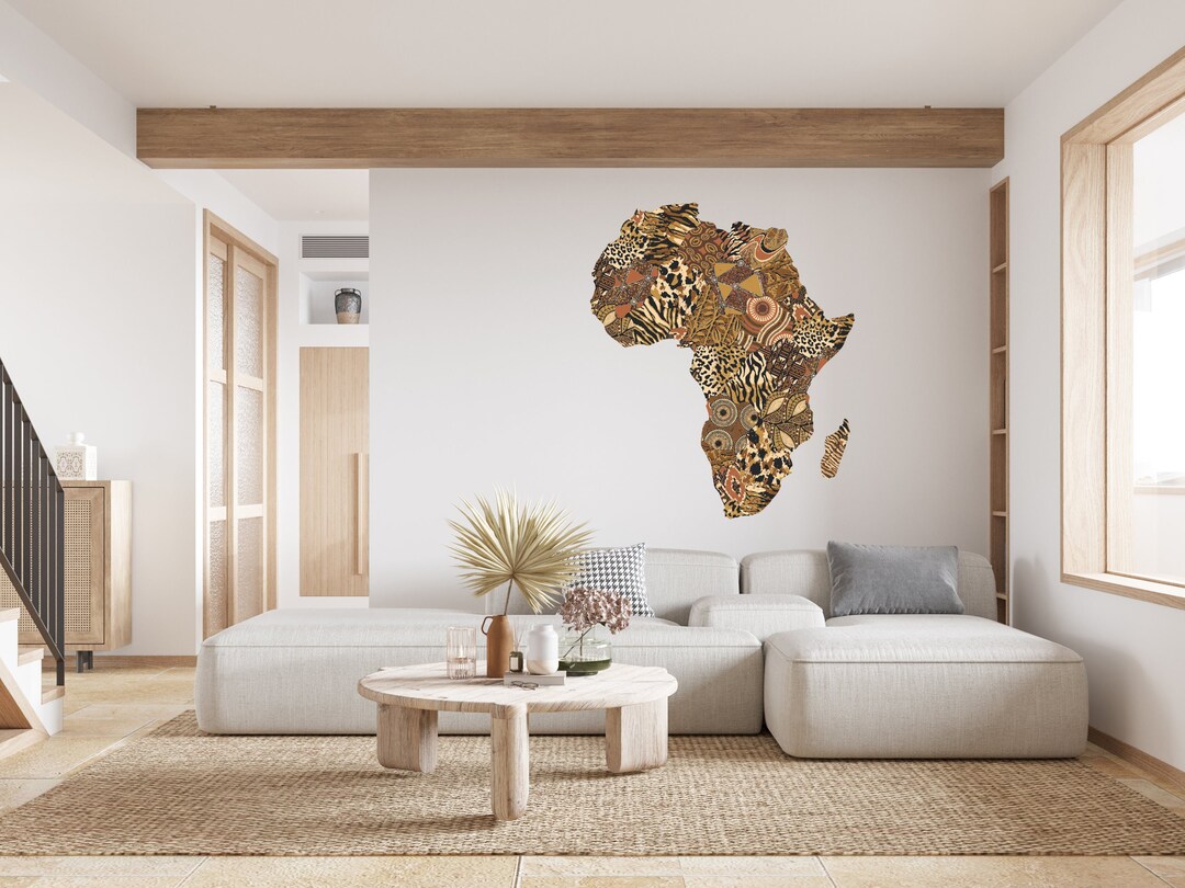 Africa Map Wall Art Vinyl Sticker, Africa Continent Wall Vinyl Decal