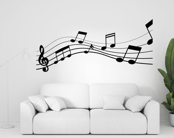 Music Wall Decal, Music Wall Sticker, Notes Wall Sticker, Gift for Her, Nursery Decor, Kids Room Decor, Music Decor, Play Room 180ES