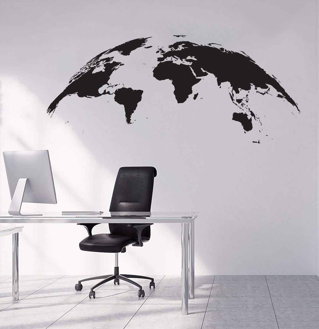 World Map Wall Decor World Map Wall Decal Travel Agency Decoration ...