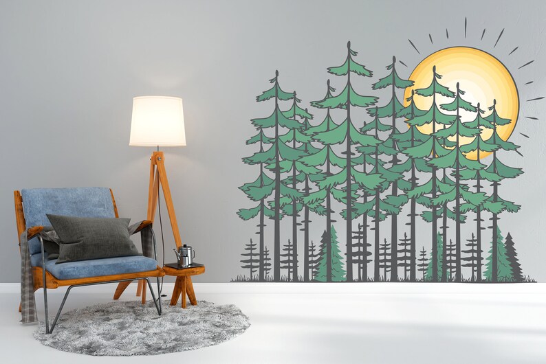 Pine Tree Forest Wall Decal Forest Tree Wall Decals Pine Etsy