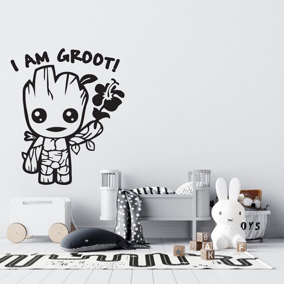 Bebe Groot Decalques Mur Je Suis Groot Vinyle Mur Dessin Etsy France