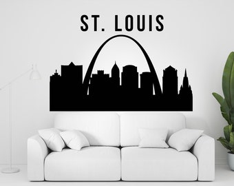 St. Louis City Skyline Wall Decal Vinyl Sticker City St. Louis Missouri Wall Decal Vinyl Cities Sticker Living Room Office Wall Decor 722ES