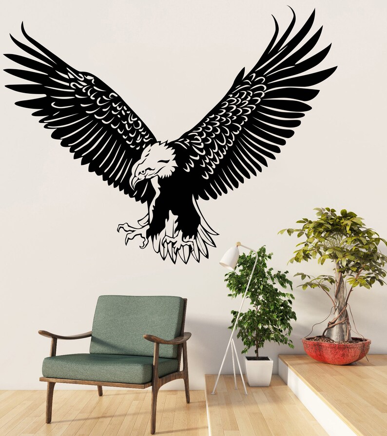 Eagle Vinyl Wall Flying Eagle Wall Decal Wildlife Wall Decor Etsy