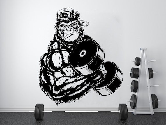 Gym Wall Decal Custom Fitness Decor Workout Art Vinyl Gorilla