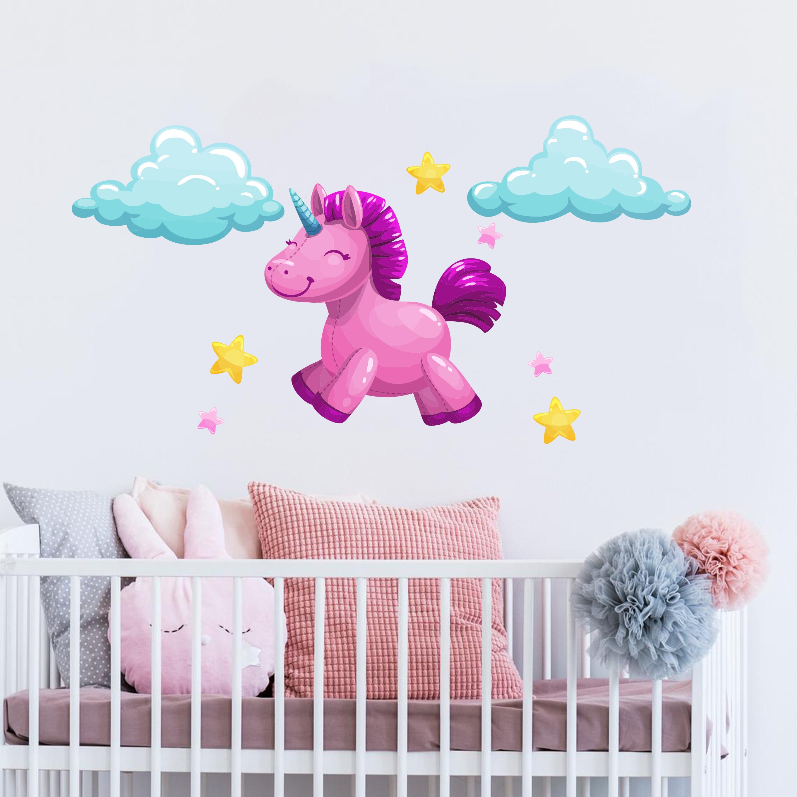 Unicorn Wall Decal Nursery Wall Decor Unicorn Cloud Wall Etsy UK