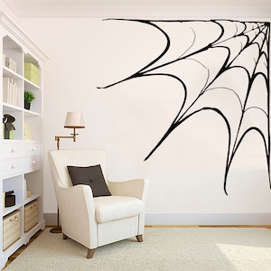 Spider Web Wall Decal Halloween Funny Scary Vinyl Art Decor spider web Wall Sticker Nursery Kids Room Decor Halloween Spooky Web decal 308ES image 1