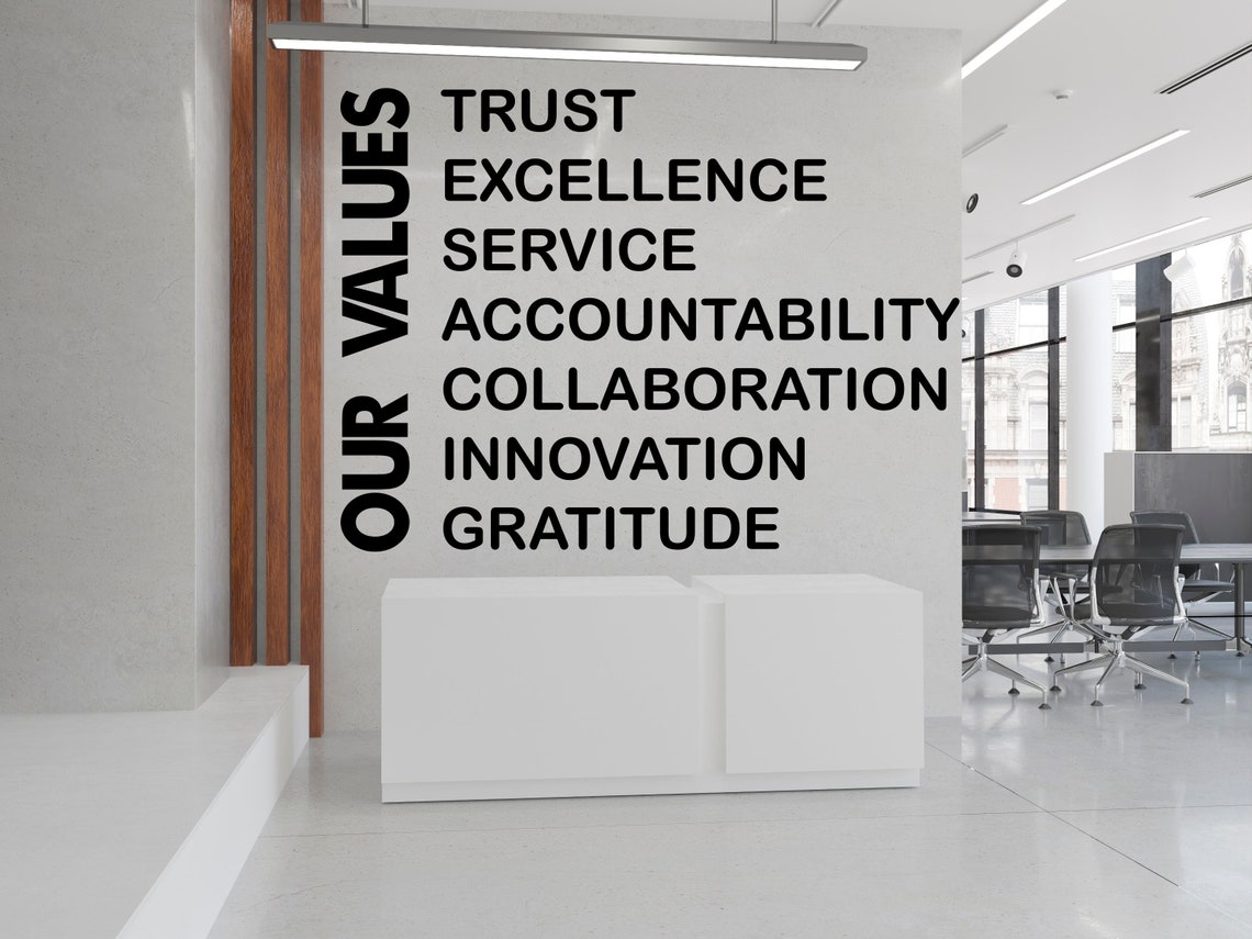 Our Values Core Values Office Wall Art Motivational Inspiring Etsy