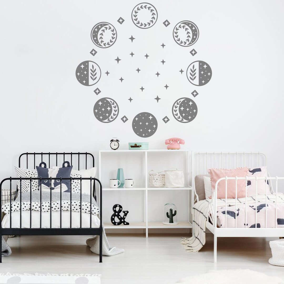 Moon Phase Decor - Moon Phases Wall Decal - Astronomy Decal - Moon ...
