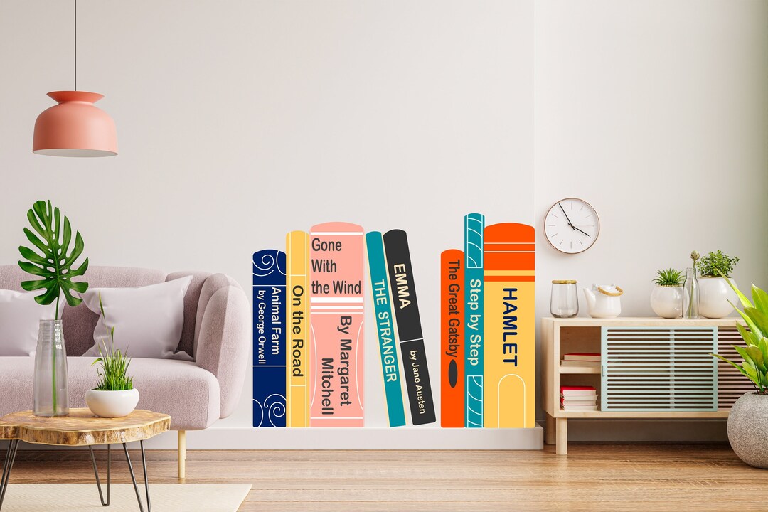 Library Book Vinyl Wall Art Decals, Library Wall Decal, Education