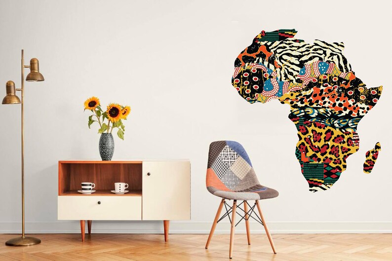 Africa Map Wall Art Vinyl Sticker Africa Continent Wall Vinyl Etsy