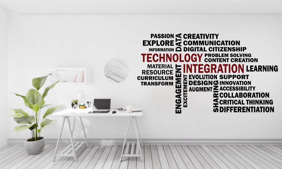 Technology Integration Vinyl Wall Art Decals, Technology Wall Decal, Education Decals