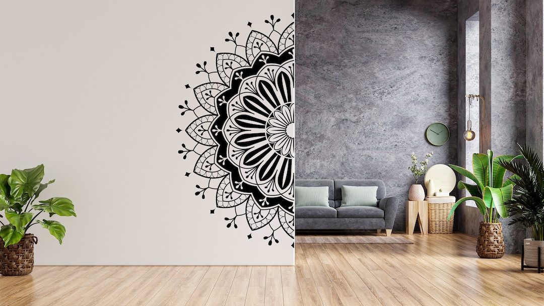 Autocollant Mural Mandala - Décal Yoga Boho - Personnalisable - Amovible - Oracal