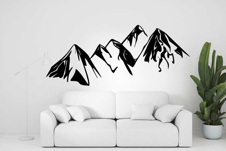 Mountain Wall Decals Mountain Murals Mountain Wall Decor Etsy